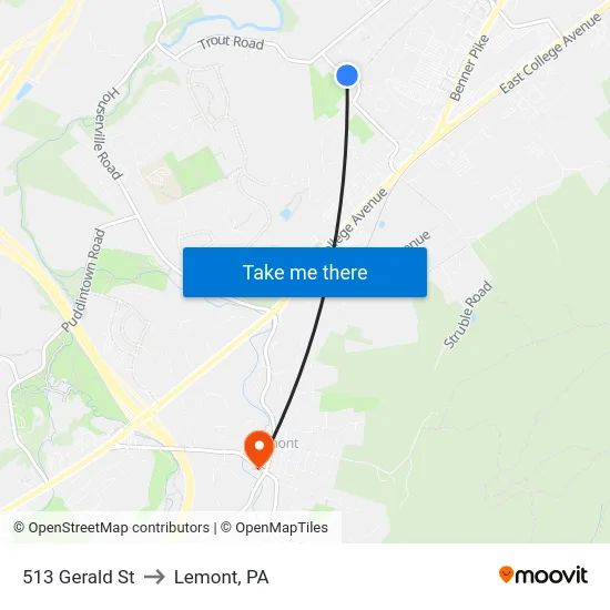 513 Gerald St to Lemont, PA map