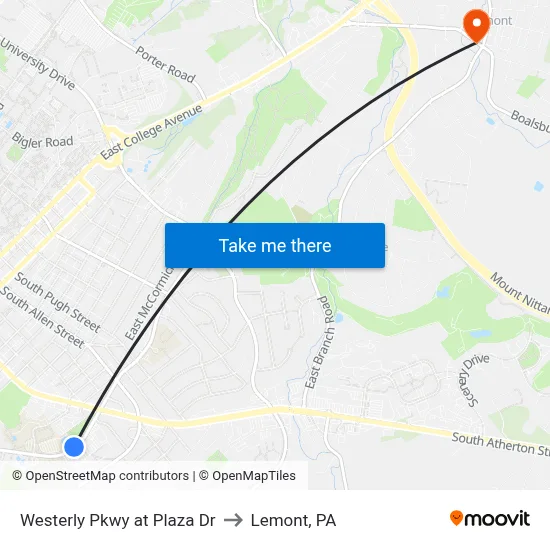 Westerly Pkwy at Plaza Dr to Lemont, PA map