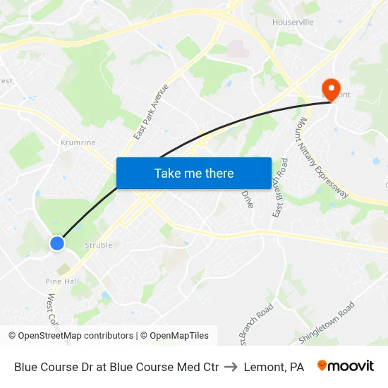 Blue Course Dr at Blue Course Med Ctr to Lemont, PA map