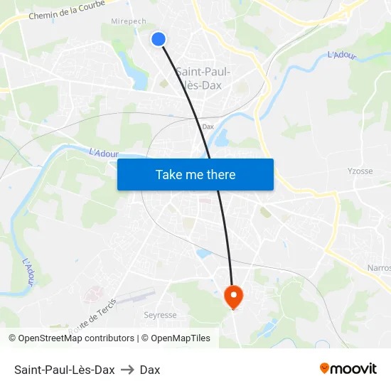 Saint-Paul-Lès-Dax to Dax map