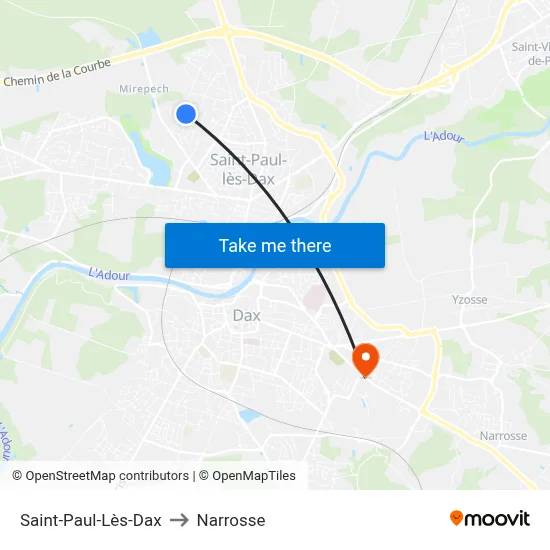 Saint-Paul-Lès-Dax to Narrosse map