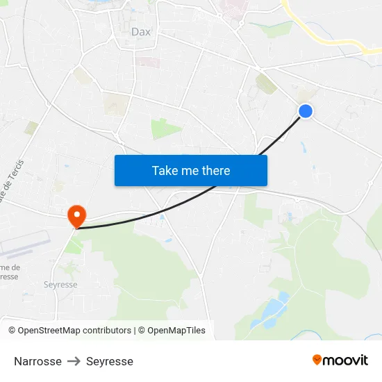 Narrosse to Seyresse map