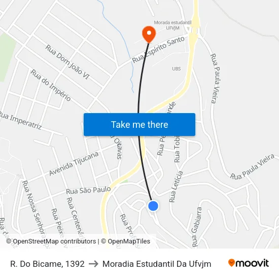 R. Do Bicame, 1392 to Moradia Estudantil Da Ufvjm map