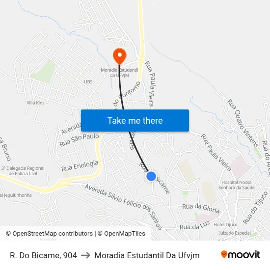 R. Do Bicame, 904 to Moradia Estudantil Da Ufvjm map