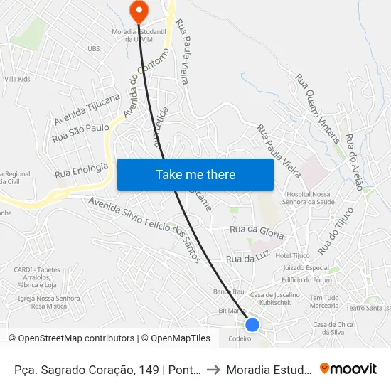 Pça. Sagrado Coração, 149 | Ponto Final Do Largo Dom João to Moradia Estudantil Da Ufvjm map