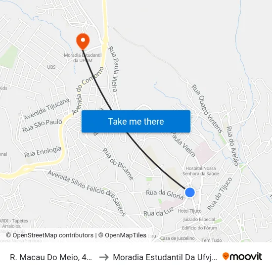 R. Macau Do Meio, 401 to Moradia Estudantil Da Ufvjm map