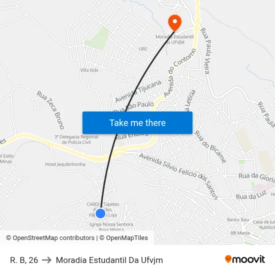 R. B, 26 to Moradia Estudantil Da Ufvjm map