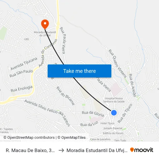 R. Macau De Baixo, 320 to Moradia Estudantil Da Ufvjm map