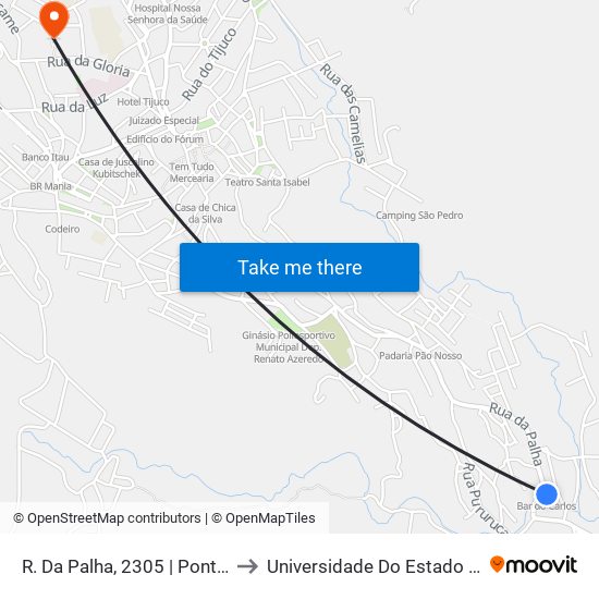 R. Da Palha, 2305 | Ponto Final Da Palha to Universidade Do Estado De Minas Gerais map