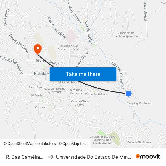R. Das Camélias, 560 to Universidade Do Estado De Minas Gerais map