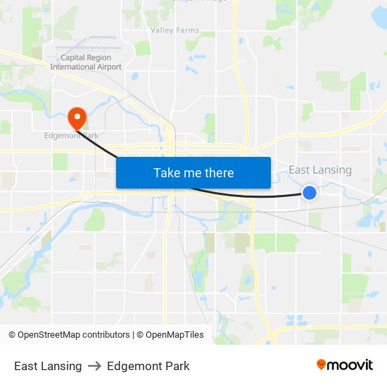 East Lansing to Edgemont Park map