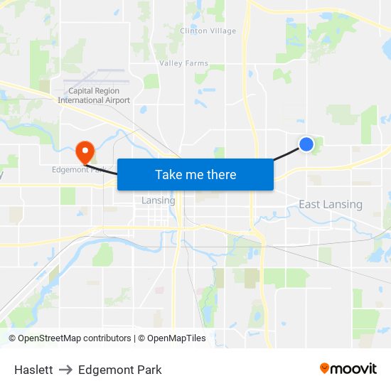Haslett to Edgemont Park map