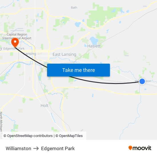 Williamston to Edgemont Park map
