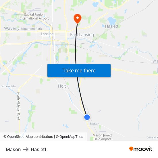 Mason to Haslett map