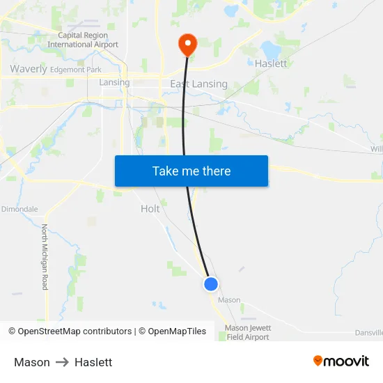 Mason to Haslett map