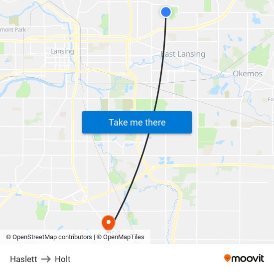 Haslett to Holt map