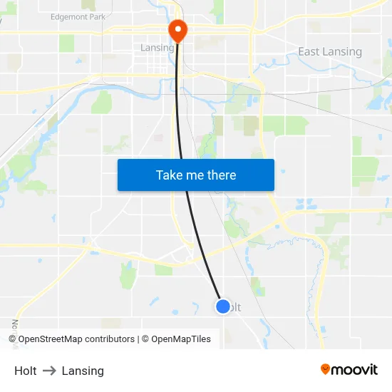 Holt to Lansing map