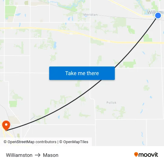 Williamston to Mason map