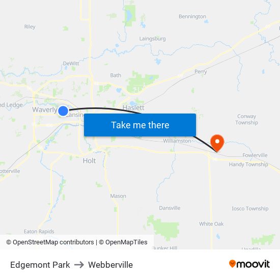 Edgemont Park to Webberville map