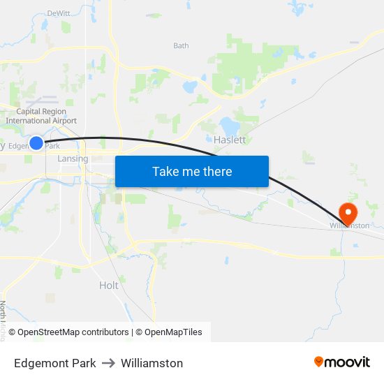 Edgemont Park to Williamston map