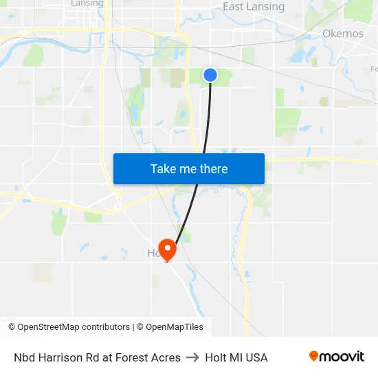 Nbd Harrison Rd at Forest Acres to Holt MI USA map