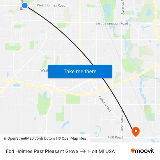 Ebd Holmes Past Pleasant Grove to Holt MI USA map