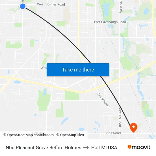 Nbd Pleasant Grove Before Holmes to Holt MI USA map