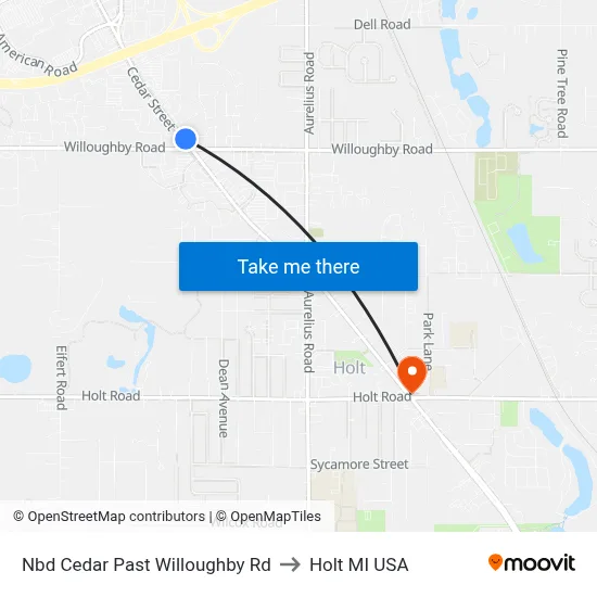 Nbd Cedar Past Willoughby Rd to Holt MI USA map