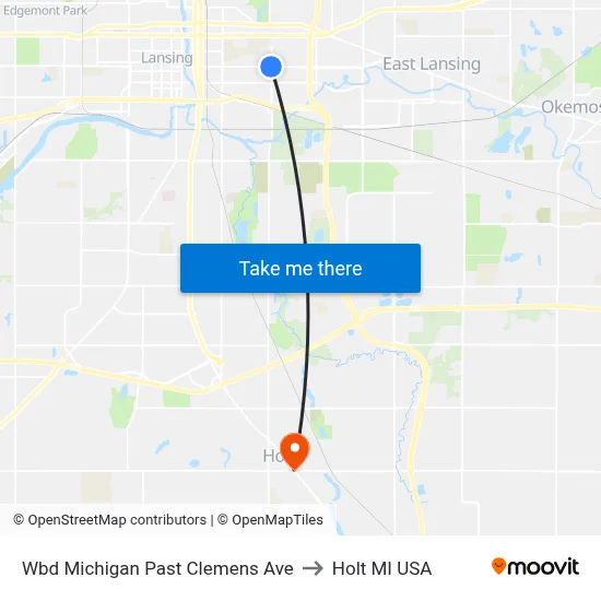 Wbd Michigan Past Clemens Ave to Holt MI USA map