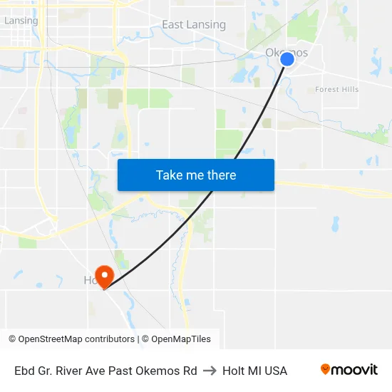 Ebd Gr. River Ave Past Okemos Rd to Holt MI USA map