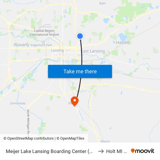 Meijer Lake Lansing Boarding Center (West Side) to Holt MI USA map