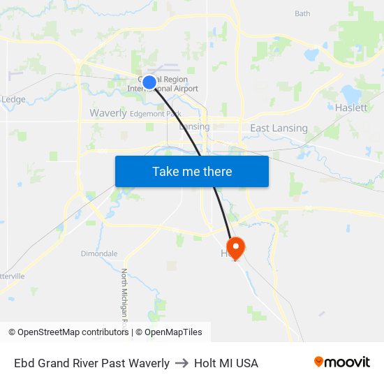 Ebd Grand River Past Waverly to Holt MI USA map