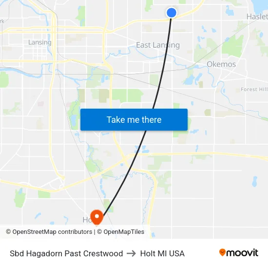 Sbd Hagadorn Past Crestwood to Holt MI USA map