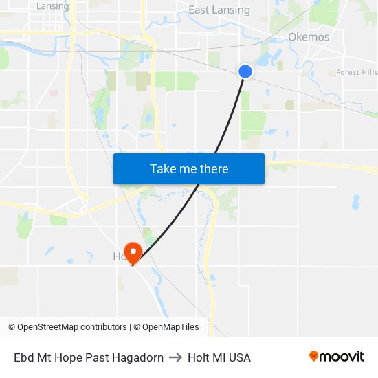 Ebd Mt Hope Past Hagadorn to Holt MI USA map