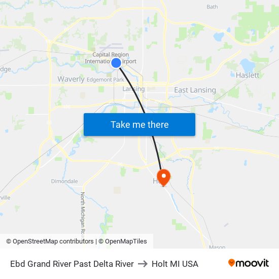 Ebd Grand River Past Delta River to Holt MI USA map