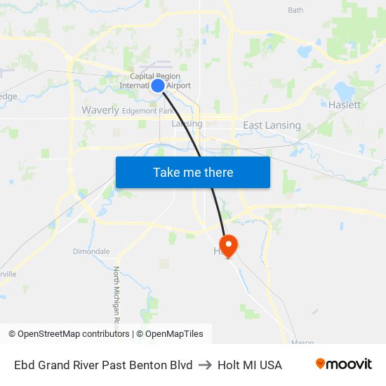 Ebd Grand River Past Benton Blvd to Holt MI USA map