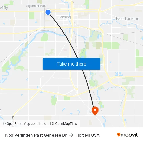 Nbd Verlinden Past Genesee Dr to Holt MI USA map