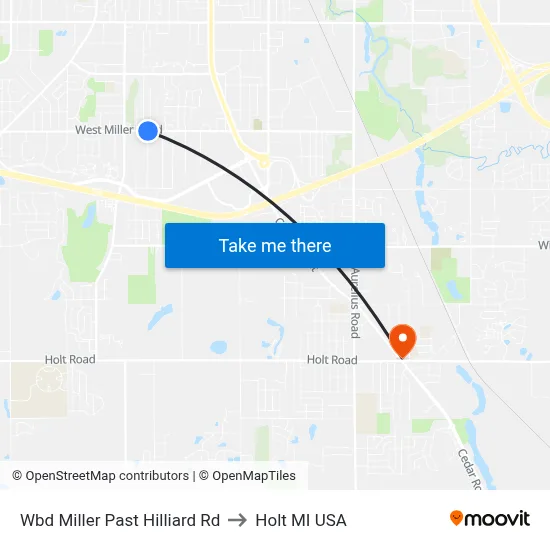 Wbd Miller Past Hilliard Rd to Holt MI USA map