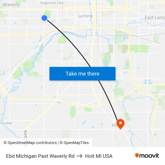 Ebd Michigan Past Waverly Rd to Holt MI USA map