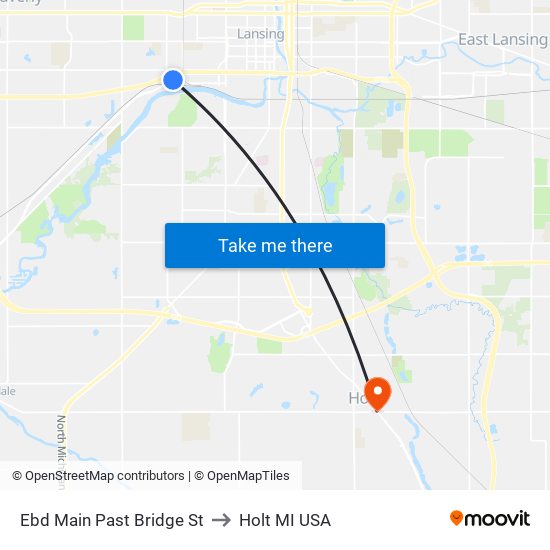 Ebd Main Past Bridge St to Holt MI USA map