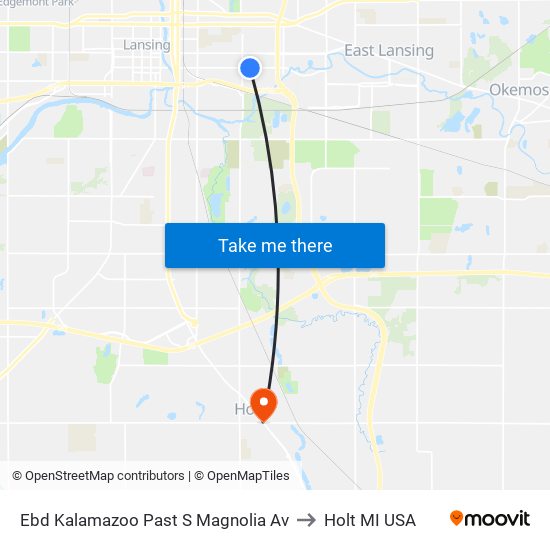 Ebd Kalamazoo Past S Magnolia Av to Holt MI USA map