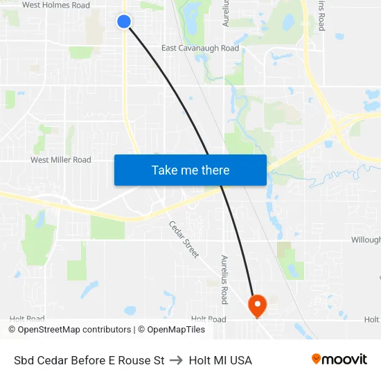 Sbd Cedar Before E Rouse St to Holt MI USA map