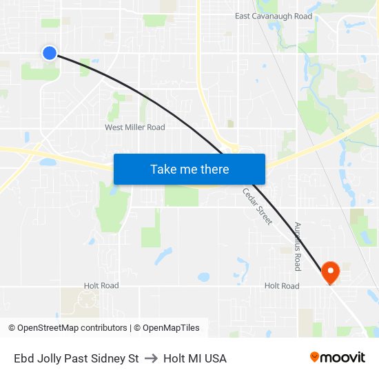 Ebd Jolly Past Sidney St to Holt MI USA map