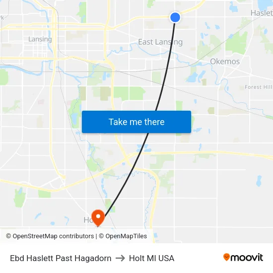 Ebd Haslett Past Hagadorn to Holt MI USA map