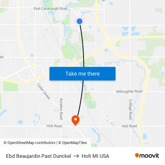 Ebd Beaujardin Past Dunckel to Holt MI USA map
