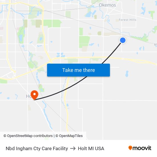 Nbd Ingham Cty Care Facility to Holt MI USA map