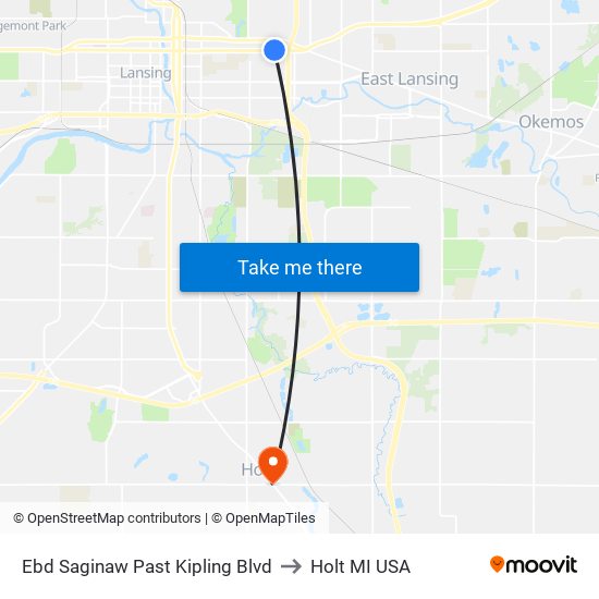 Ebd Saginaw Past Kipling Blvd to Holt MI USA map