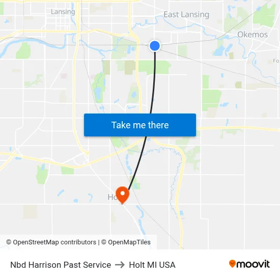 Nbd Harrison Past Service to Holt MI USA map