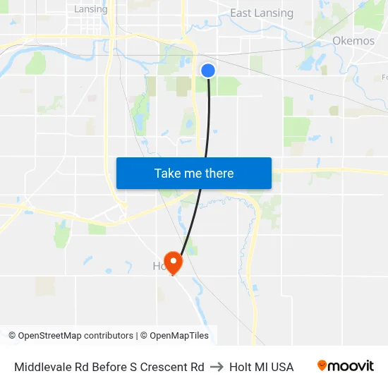 Middlevale Rd Before S Crescent Rd to Holt MI USA map