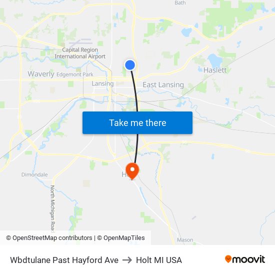 Wbdtulane Past Hayford Ave to Holt MI USA map